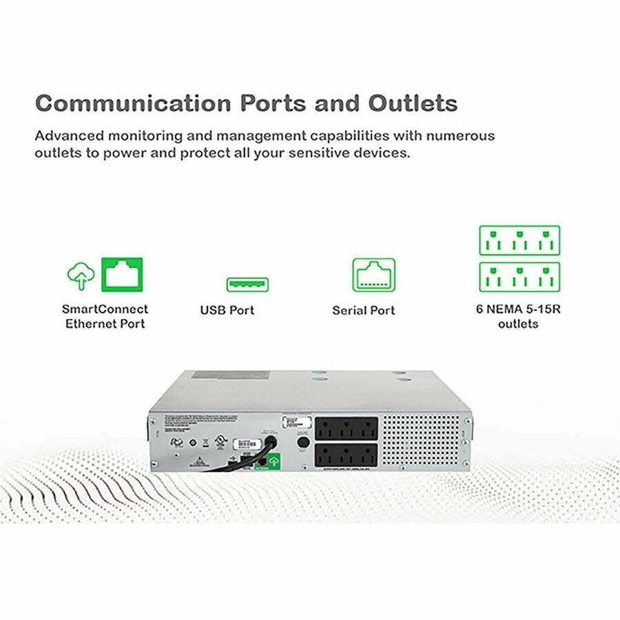 APC Smart-UPS C, Line Interactive, 1000VA, Rackmount 2U, 120V, 6x NEMA 5-15R outlets, SmartConnect port, USB and Serial communication, AVR,Graphic LCD
