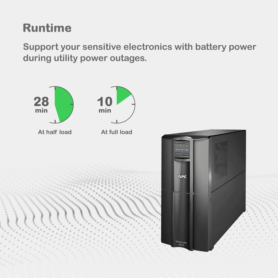 APC Smart-UPS, Line Interactive, 2200VA, Tower, 120V, 8x NEMA 5-15R+2x NEMA 5-20R outlets, SmartConnect Port+SmartSlot, AVR, LCD