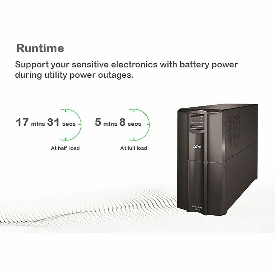 APC Smart-UPS, Line Interactive, 3kVA, Tower, 120V, 8 NEMA 5-15R+2 NEMA 5-20R outlets, SmartConnect Port+SmartSlot, AVR, LCD