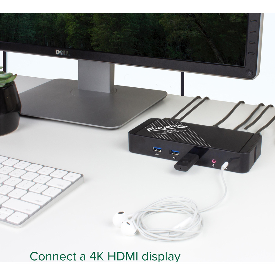 Plugable USB C Docking Station with Charging, Compatible with Thunderbolt 3 and USB-C MacBooks and Specific Windows, Chromebook, Linux Systems