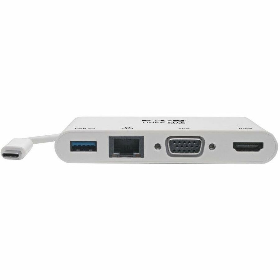 Tripp Lite by Eaton USB C Docking Station Adapter 4K w/ HDMI, VGA, Gigabit Ethernet, USB-A Hub White, Thunderbolt 3 Compatible