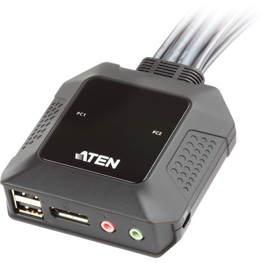 ATEN 2-Port USB DisplayPort Cable KVM Switch with Remote Port Selector