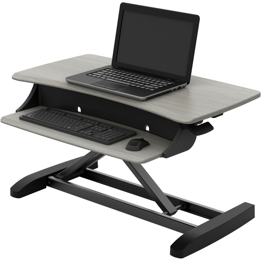 Ergotron WorkFit-Z Mini Sit-Stand Desktop - Wood Grain Rectangle, Dove Gray Top -  - ERG33458917