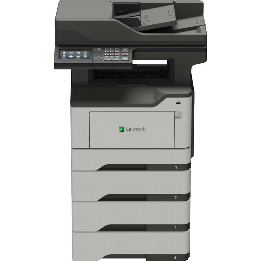 Lexmark MX520 MX522adhe Laser Multifunction Printer-Monochrome-Copier/Fax/Scanner-46 ppm Mono Print-1200x1200 Print-Automatic Duplex Print-120000 Pages Monthly-350 sheets Input-Color Scanner-1200 Optical Scan-Monochrome Fax-Gigabit Ethernet