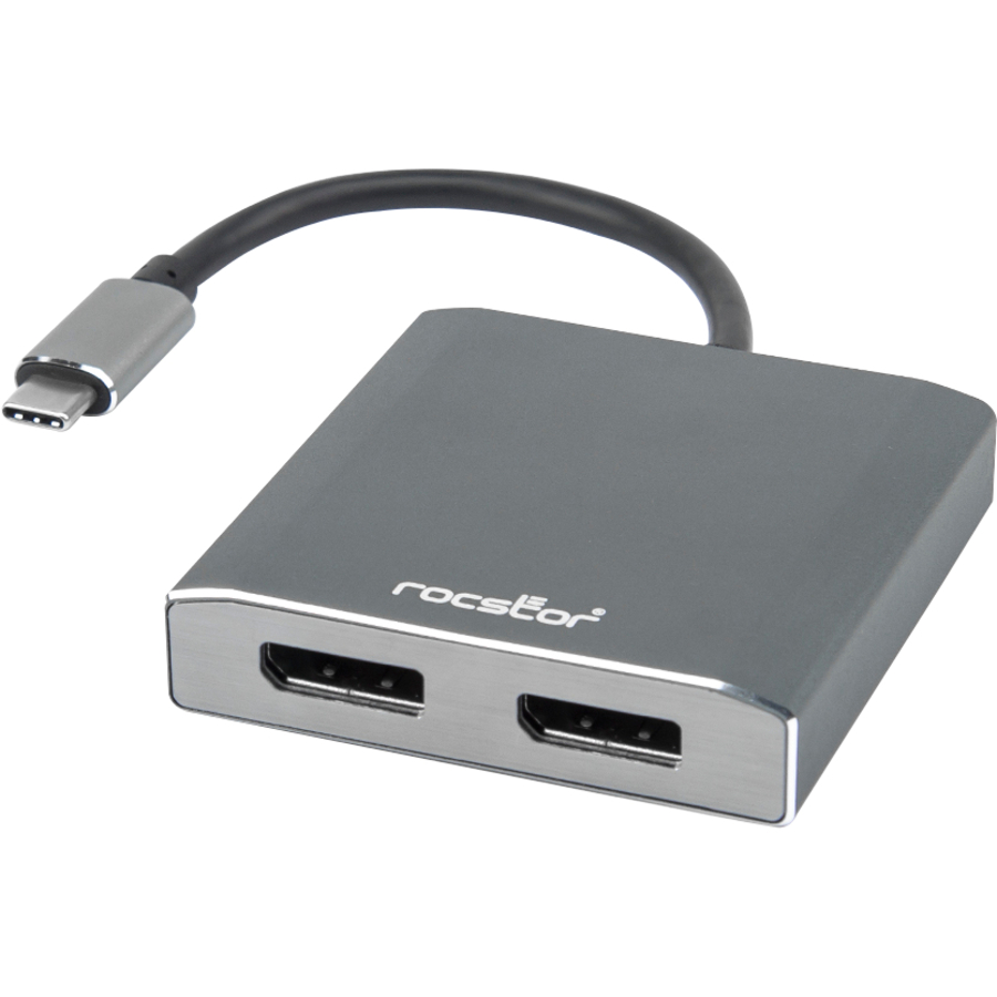 Rocstor Premium USB-C to Dual DisplayPort Multi Monitor Adapter - 4K 60Hz - USB Type- C 2-Port MST Hub - for Mac and Windows - 4Kx2K 60Hz Resolutions up to 3840x2160 @ 60Hz - for MacBook Pro, Notebook/Desktop PC - USB-C to 2x DP Splitter - ALUMINUM ADAPTER 4K@60Hz WINDOWS AND MAC