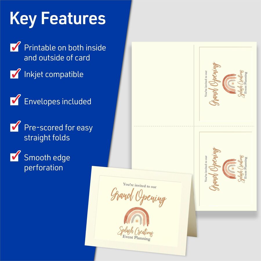 Avery&reg; Note Cards, Matte Ivory, Two-Sided Printing, 4-1/4" x 5-1/2" , 60 Cards (8317)