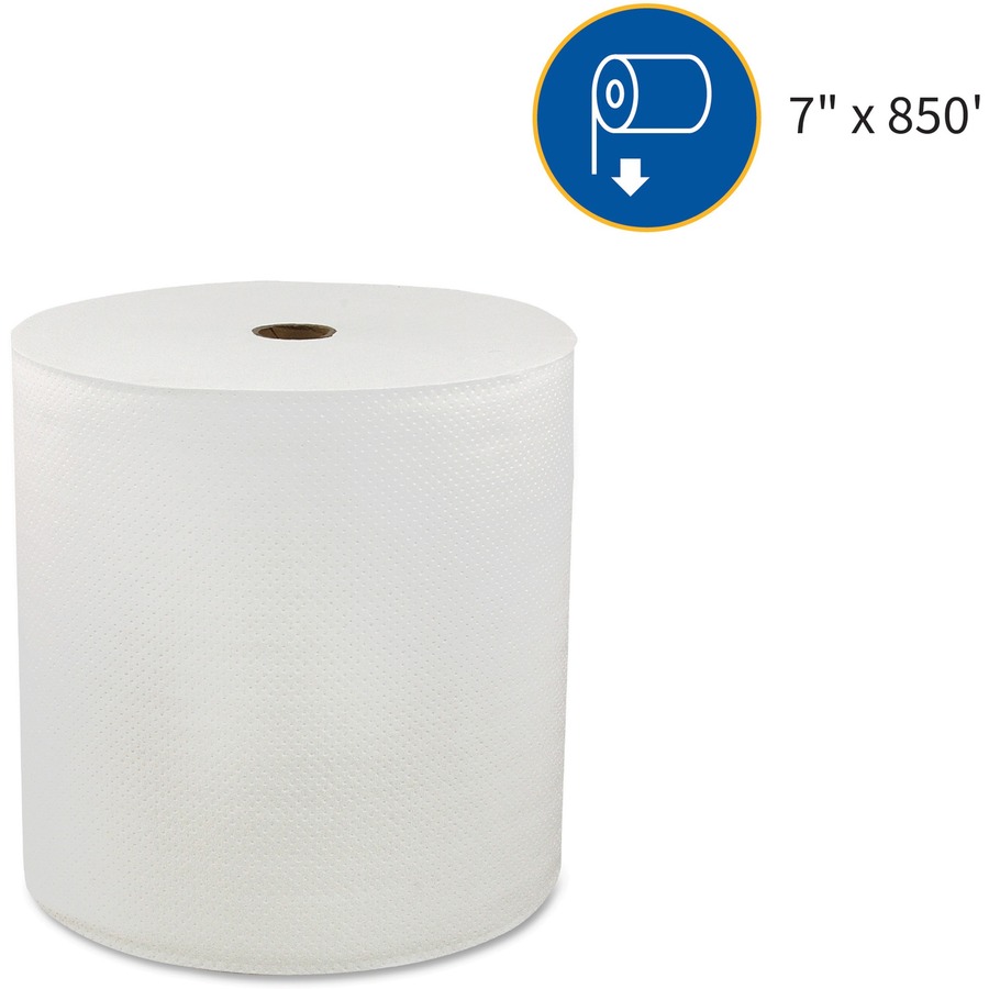 Genuine Joe Solutions Hardwound Paper Towels - 1 Ply - 7" x 850 ft - White - 390 / Pallet