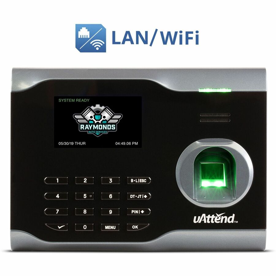 uAttend BN6500 Time Clock - Biometric - 2000 Employees - WiFi - Bi-weekly, Week, Semi-monthly, Month Record Time