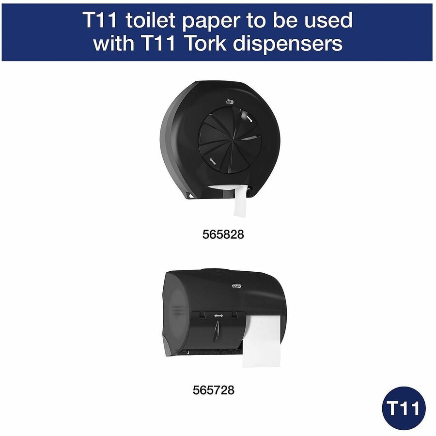 Tork Universal T11 2-Ply Mid-Size 865 Sheet Toilet Paper Roll with Opticore  - 36/Case