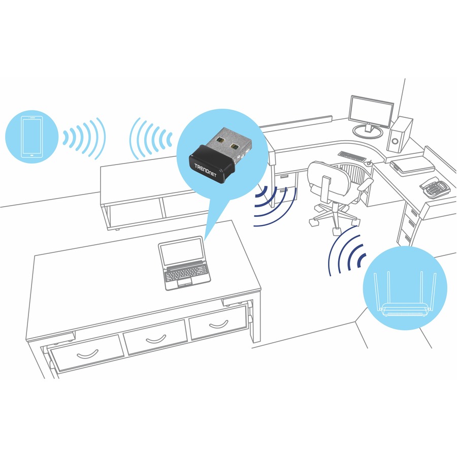 TRENDnet Micro N150 Wireless & Bluetooth 4.0 USB Adapter, Class 1, N150, Up to 150Mbps WiFi N, TBW-108UB