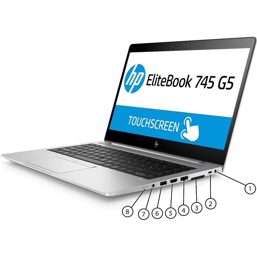 HP EliteBook 745 G5 14" Notebook - 1920 x 1080 - AMD Ryzen 5 2500U Quad-core (4 Core) 2 GHz - 8 GB Total RAM - 256 GB SSD