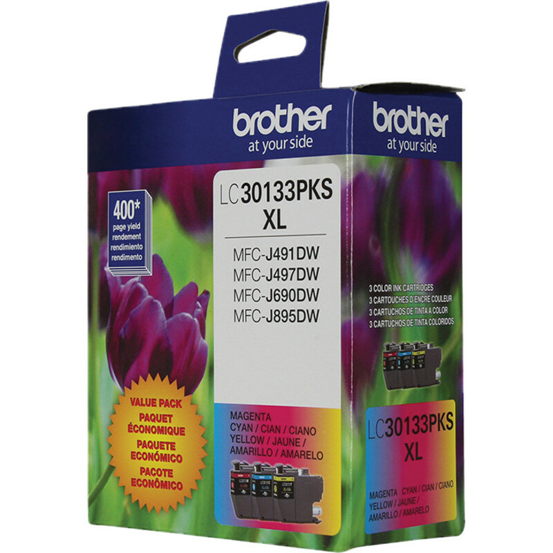 Brother LC30133PKS Original High Yield Inkjet Ink Cartridge - Tri-pack - Cyan, Magenta, Yellow - 2 / Pack