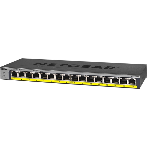 NETGEAR 16-Port 183W PoE/PoE+ Gigabit Ethernet Unmanaged Switch O