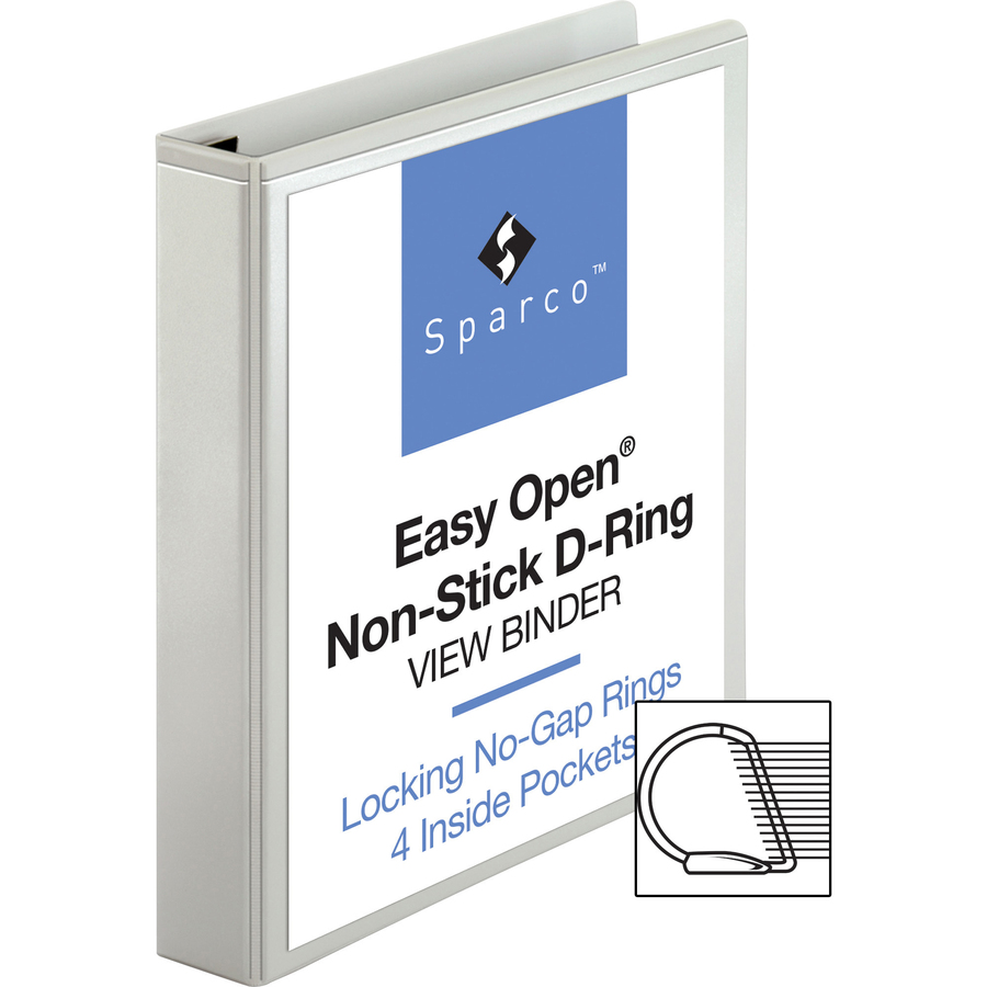 Business Source Locking D-Ring View Binder - 1 1/2" Binder Capacity - Letter - 8 1/2" x 11" Sheet Size - 325 Sheet Capacity - D-Ring Fastener(s) - 4 Inside Front & Back Pocket(s) - Polypropylene, Chipboard - White - Recycled - Acid-free, Non-glare, Clear  = BSN26957
