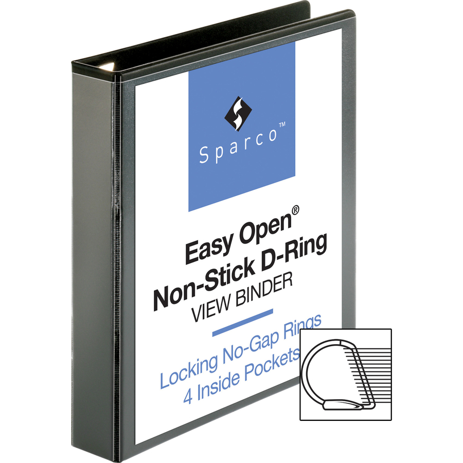 Business Source Locking D-Ring View Binder - 1 1/2" Binder Capacity - Letter - 8 1/2" x 11" Sheet Size - 325 Sheet Capacity - D-Ring Fastener(s) - 4 Inside Front & Back Pocket(s) - Polypropylene, Chipboard - Black - Recycled - Acid-free, Non-glare, Clear  = BSN26958