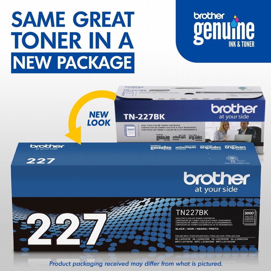 Brother Genuine TN-227BK High Yield Black Toner Cartridge - 3000 Pages