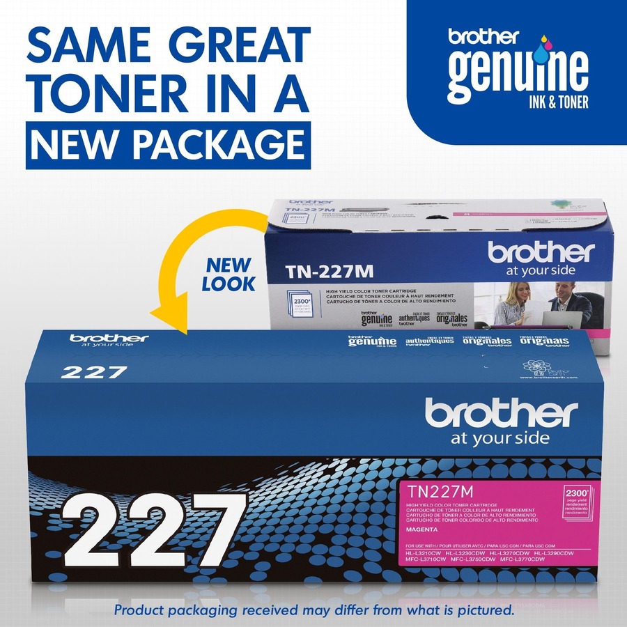 Brother Genuine TN-227M High Yield Magenta Toner Cartridge - 2300 Pages