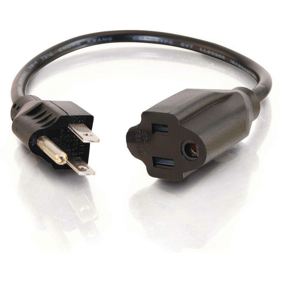 C2G 4 ft black power extension cord with 5-15R to 5-15P connectors — alternate view 2