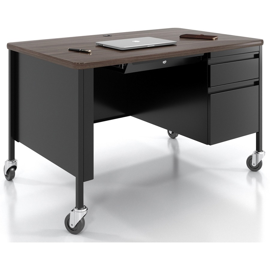 Lorell Fortress Series 48" Mobile Right-Pedestal Teachers Desk