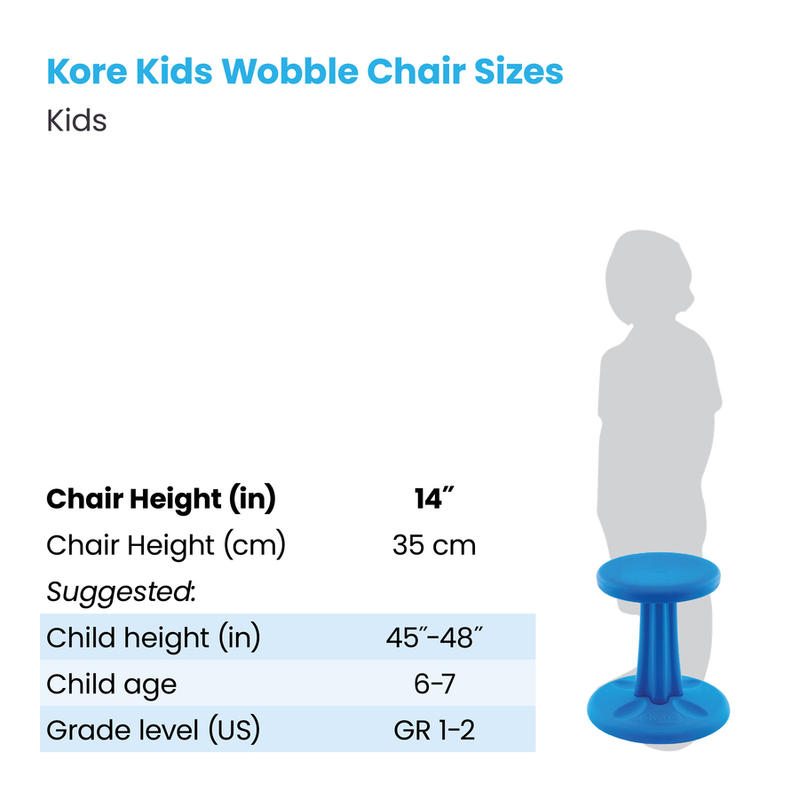 Kore Kids Wobble Chair, Dark Blue (14") - Dark Blue High-density Polyethylene (HDPE) Plastic Seat - Circle Base - 1 Each - Active Seating - KRD09117