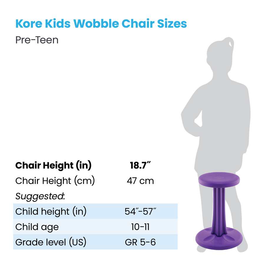 Kore Pre-Teen Wobble Chair, Black (18.7") - Black High-density Polyethylene (HDPE) Plastic Seat - Circle Base - 1 Each - Active Seating - KRD10598