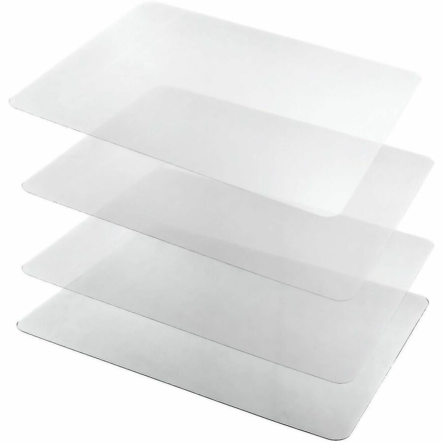 Desktex® Polycarbonate Place Mats (set of 4) - 12" x 18" - Clear Rectangular Polycarbonate Desk Pad Pack of 4 - 18" L x 12" W x 0.03" D