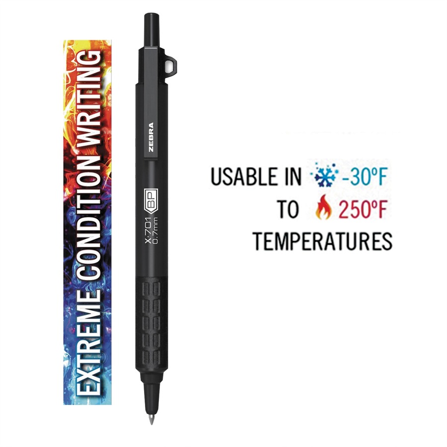 Zebra Pen X-701 Tactical Retractable Ballpoint Pen - Fine Pen Point - 0.7 mm Pen Point Size - Refillable - Retractable - Stainless Steel Barrel - 1 Each - Ballpoint Stick Pens - ZEB29811