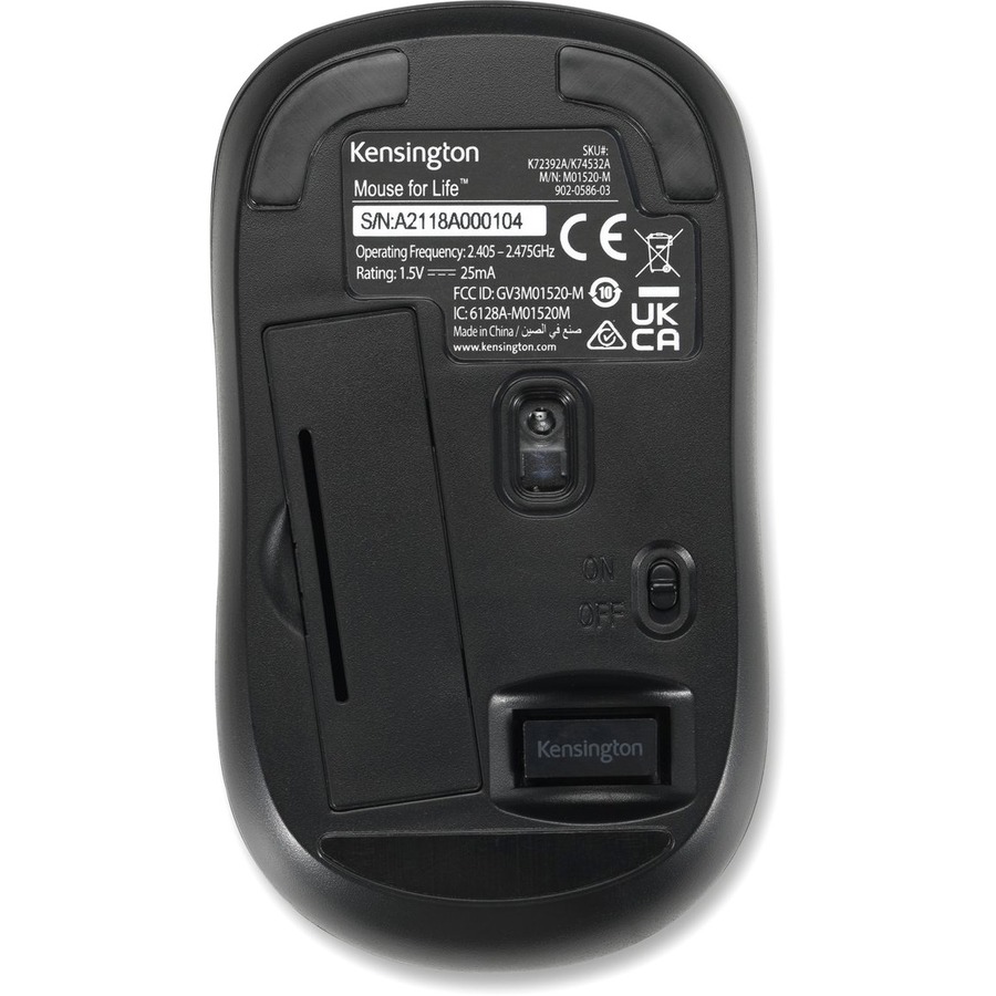 Kensington Mouse for Life Mouse - Wireless - Black - 1 Each