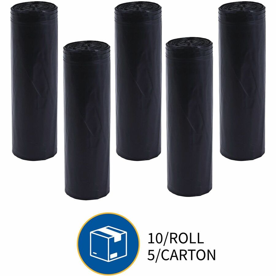 Genuine Joe Heavy-Duty Trash Can Liners - 60 gal Capacity - 39" Width x 56" Length - 1.50 mil (38 Micron) Thickness - Low Density - Black - Plastic Resin - 96/Pallet - 50 Per Box - Waste, Debris, Can