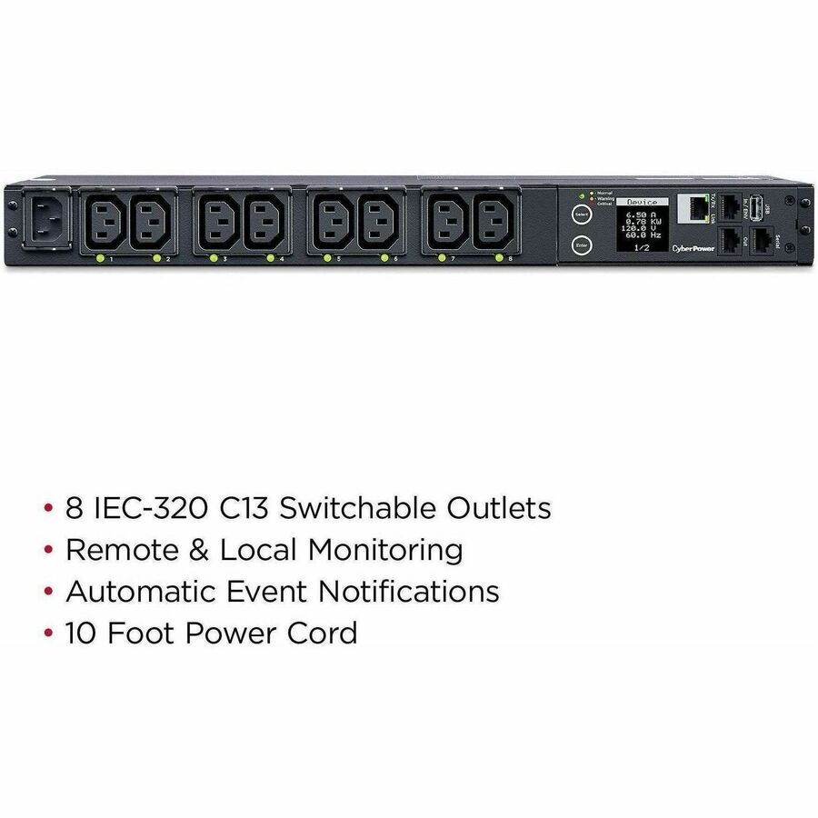 CyberPower PDU41004 Single Phase 100 - 240 VAC 15A Switched PDU
