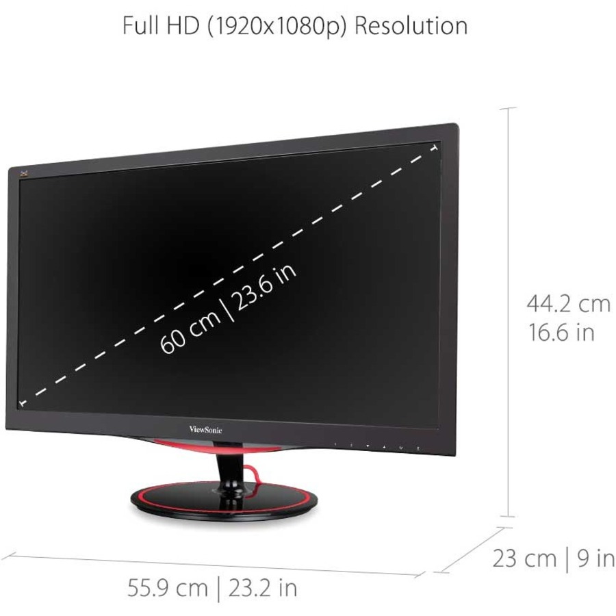 Viewsonic VX2458-mhd 23.6" Full HD LED Gaming LCD Monitor - 16:9 - Black Red_subImage_8