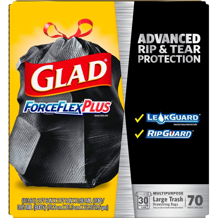 Glad Large Drawstring Trash Bags ForceFlexPlus 30 gal Capacity 1.