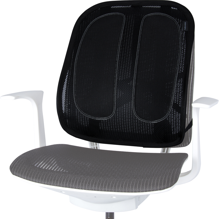 Fellowes Office Suites™ Mesh Back Support - Strap Mount - Black - Mesh Fabric = FEL9191301