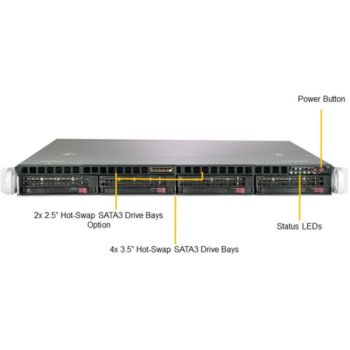 Supermicro SuperServer 5019C-MR Barebone System - 1U Rack-mountable - Socket H4 LGA-1151 - 1 x Processor Support