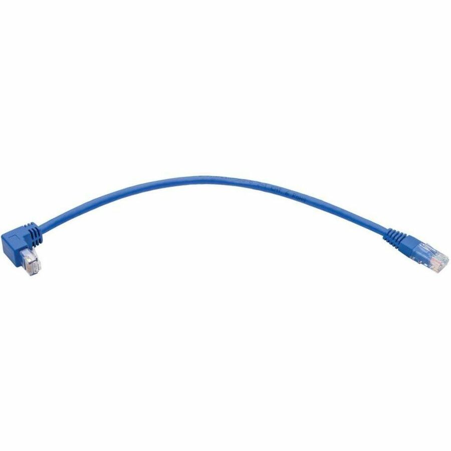 Eaton Tripp Lite Series Down-Angle Cat6 Gigabit Molded UTP Ethernet Cable (RJ45 Right-Angle Down M to RJ45 M), Blue, 1 ft. (0.31 m)