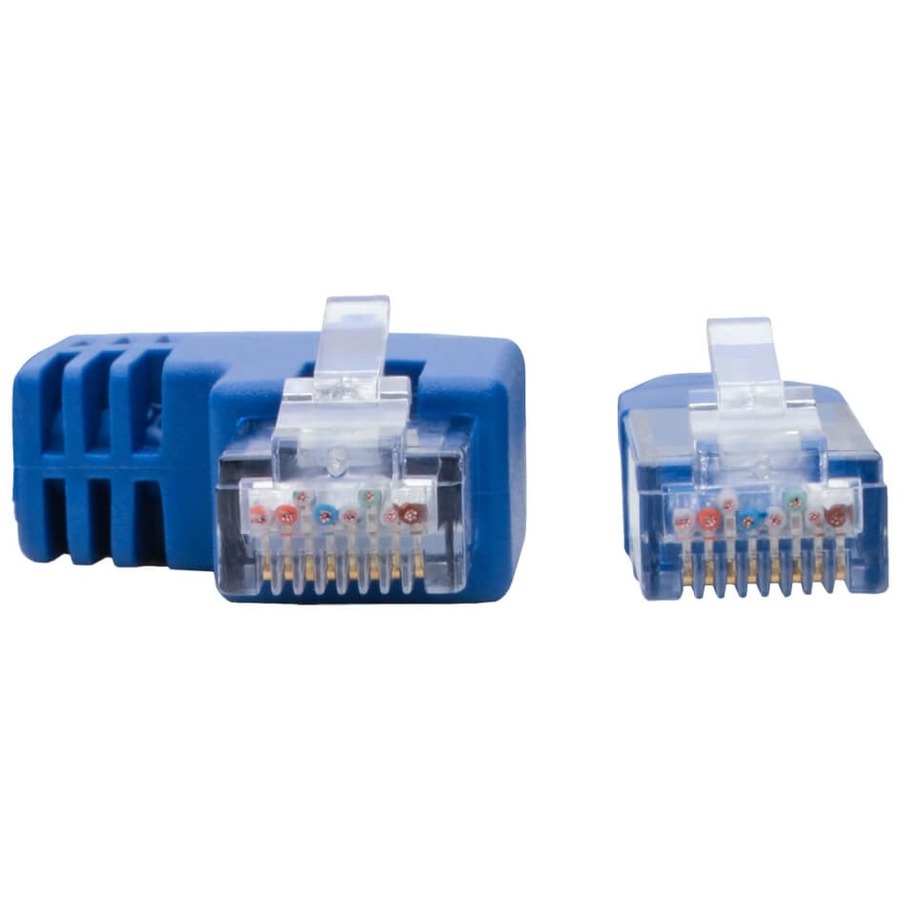 Eaton Tripp Lite Series Left-Angle Cat6 Gigabit Molded UTP Ethernet Cable (RJ45 Left-Angle M to RJ45 M), Blue, 1 ft. (0.31 m)