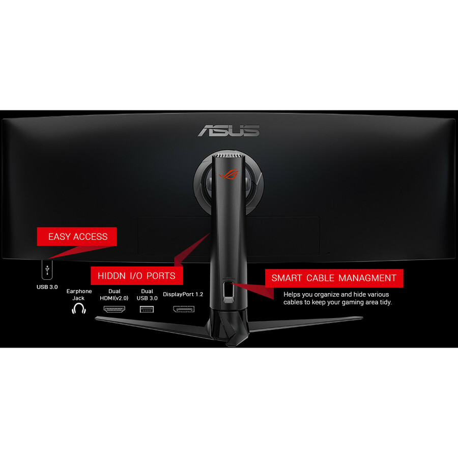 Asus ROG Strix XG49VQ 49" Class Double Full HD (DFHD) Curved Screen Gaming LCD Monitor - 32:9 - Black
