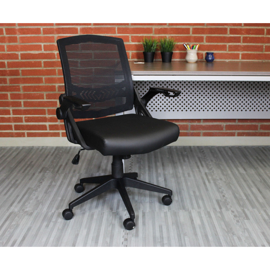 Boss Mesh Flip Arm Task Chair - Black Seat - Black Back - Black Frame - 5-star Base - 1 Each