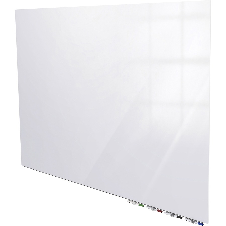 Ghent Aria Low Profile Glass Whiteboard - 96" (8 ft) Width x 48" (4 ft) Height - Tempered Glass Surface - White Back - Rectangle - Horizontal/Vertical - Magnetic - Square Corner, Recyclable - 1 Each - TAA Compliant