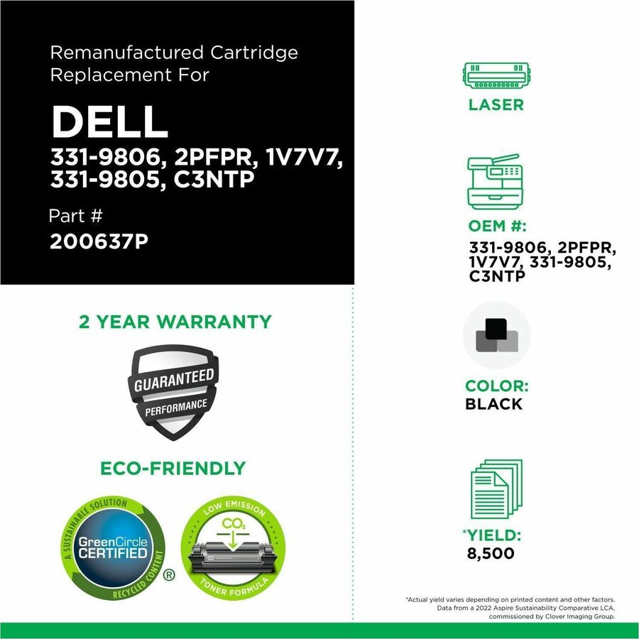 Cartouche de toner remise à neuf Dell B1260/B1265 - CIG