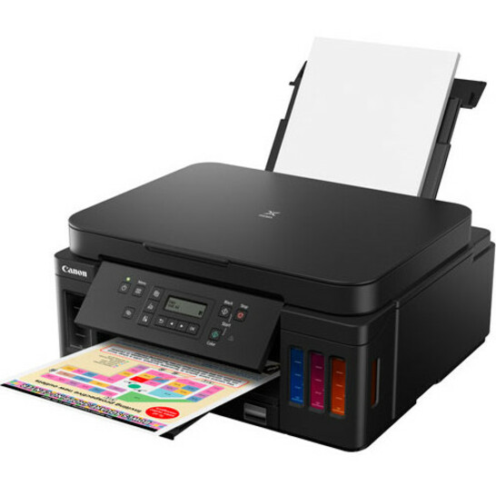 Canon PIXMA G G6020 Inkjet Multifunction Printer-Color-Copier/Scanner-4800x1200 dpi Print-Automatic Duplex Print-5000 Pages-350 sheets Input-Color Flatbed Scanner-1200 dpi Optical Scan-Wireless LAN-Wireless PictBridge-Mopria-Canon PRINT Business