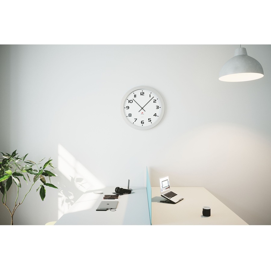 Alba Wall Clock - Analog - Quartz - White Main Dial - Gray/Plastic Case