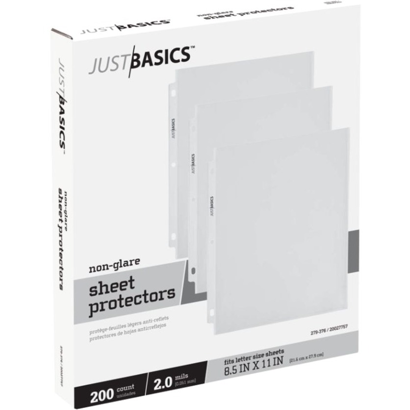 Just Basics TopLoading Sheet Protectors, Lightweight, SemiClear, Box