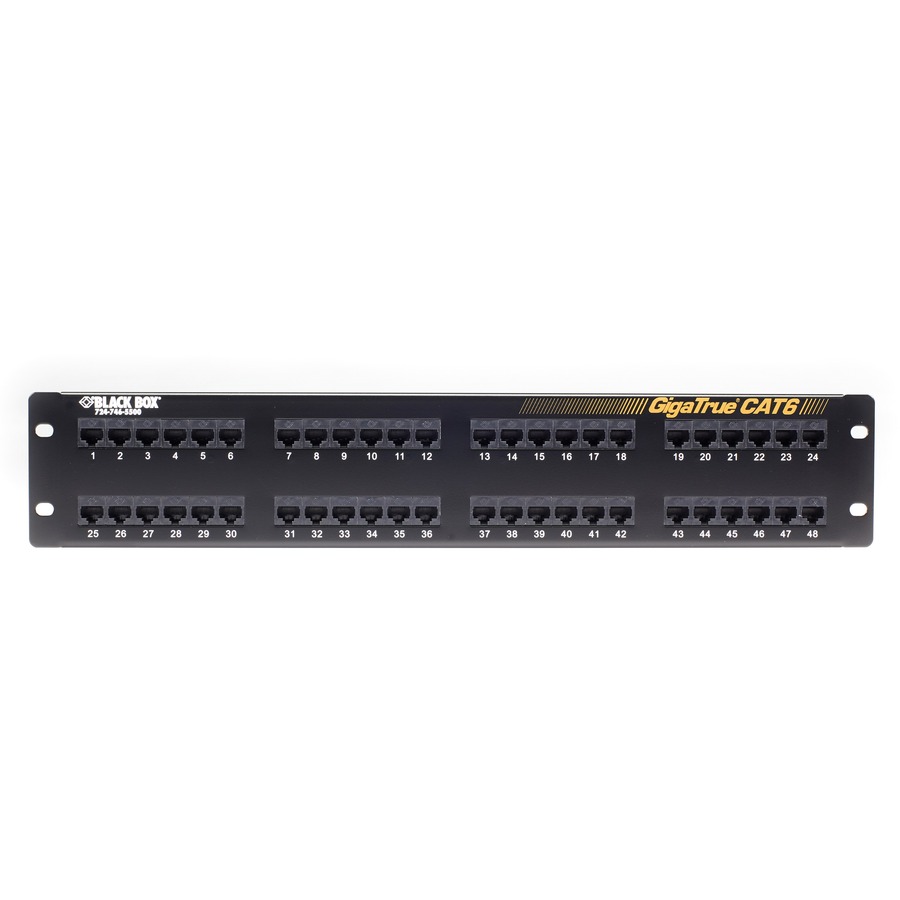 Black Box GigaTrue&reg; CAT6 Patch Panel - 2U, Unshielded, 48-Port