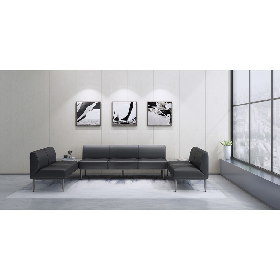 Lorell Contemporary Reception Collection Single Seat Sofa - 25.5" x 25.5"19.6" - Material: Polyurethane - Finish: Black