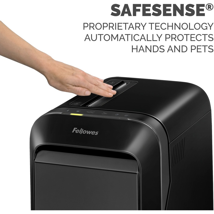 Fellowes Powershred LX220 Micro Cut Shredder - Micro Cut - 20 Per Pass - for shredding Paper, Credit Card, Paper Clip, Staples, Junk Mail - 0.2" x 0.5" Shred Size - P-4 - 2.13 m/min - 9" Throat - 20 Minute Run Time - 30.28 L Wastebin Capacity - Black = FEL5015401