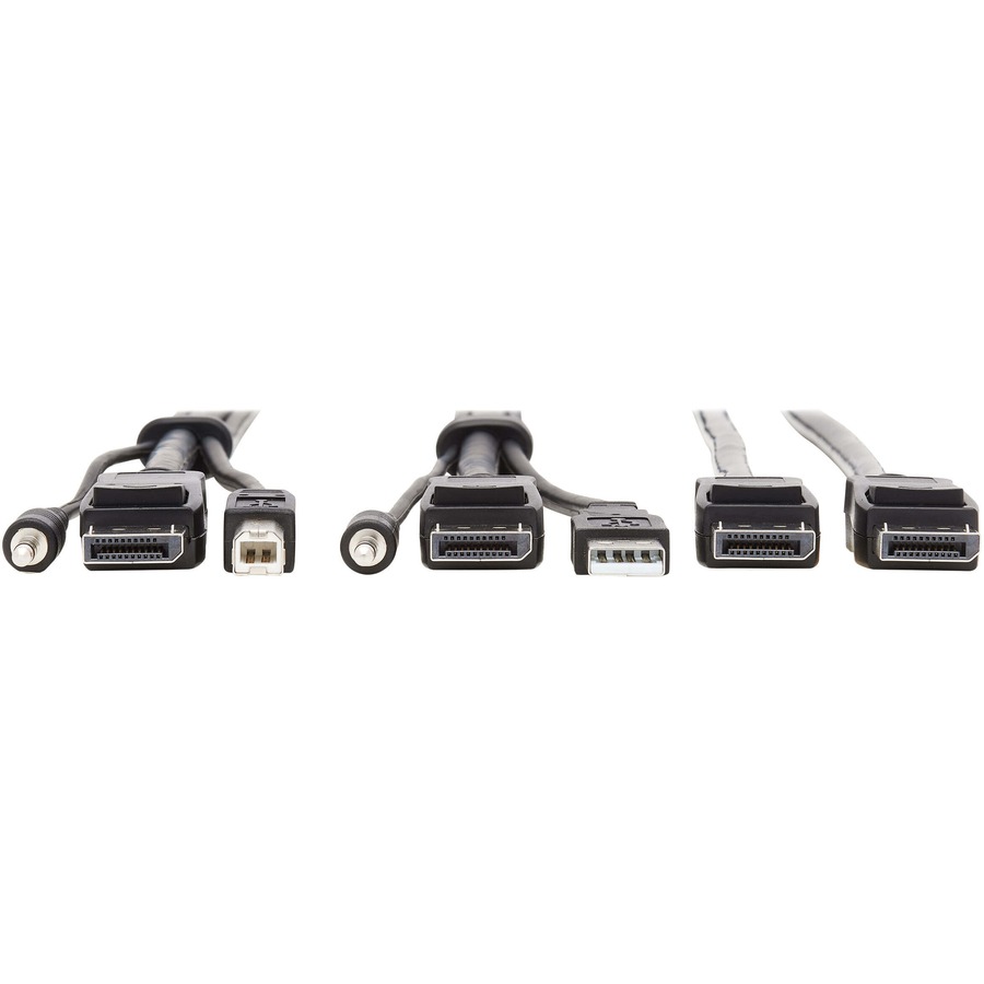 Tripp Lite by Eaton Dual DisplayPort KVM Cable Kit - DP USB 3.5 mm Audio (3xM/3xM) + DP (M/M) 4K 4:4:4 6 ft. (1.83 m) Black