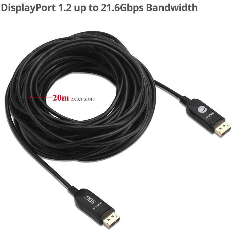 DISPLAYPORT OUTPUT SIIG ACTIVE FIBER OPTIC CABLE - 20 PIN DISPLAYPORT LEFT CONNE — alternate view 2