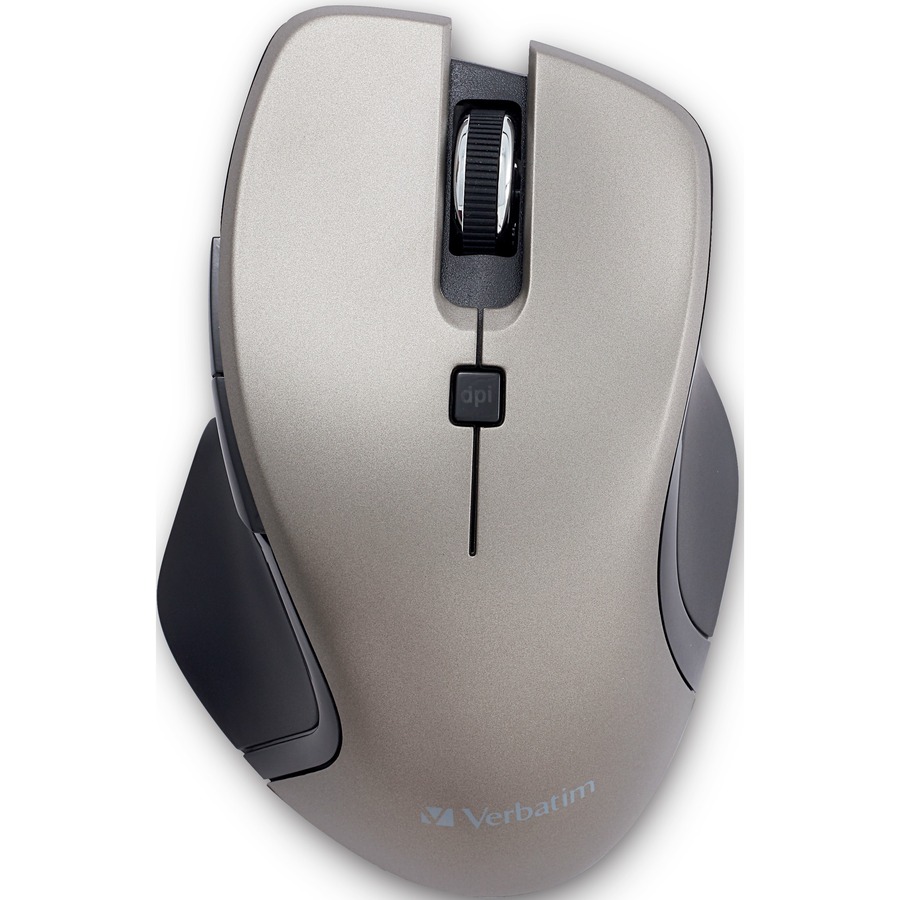 Verbatim Mouse - Blue LED/Optical - Wireless - Radio Frequency - 2.40 GHz - Graphite - USB Type C - 1600 dpi - 6 Button(s) - 1 Each