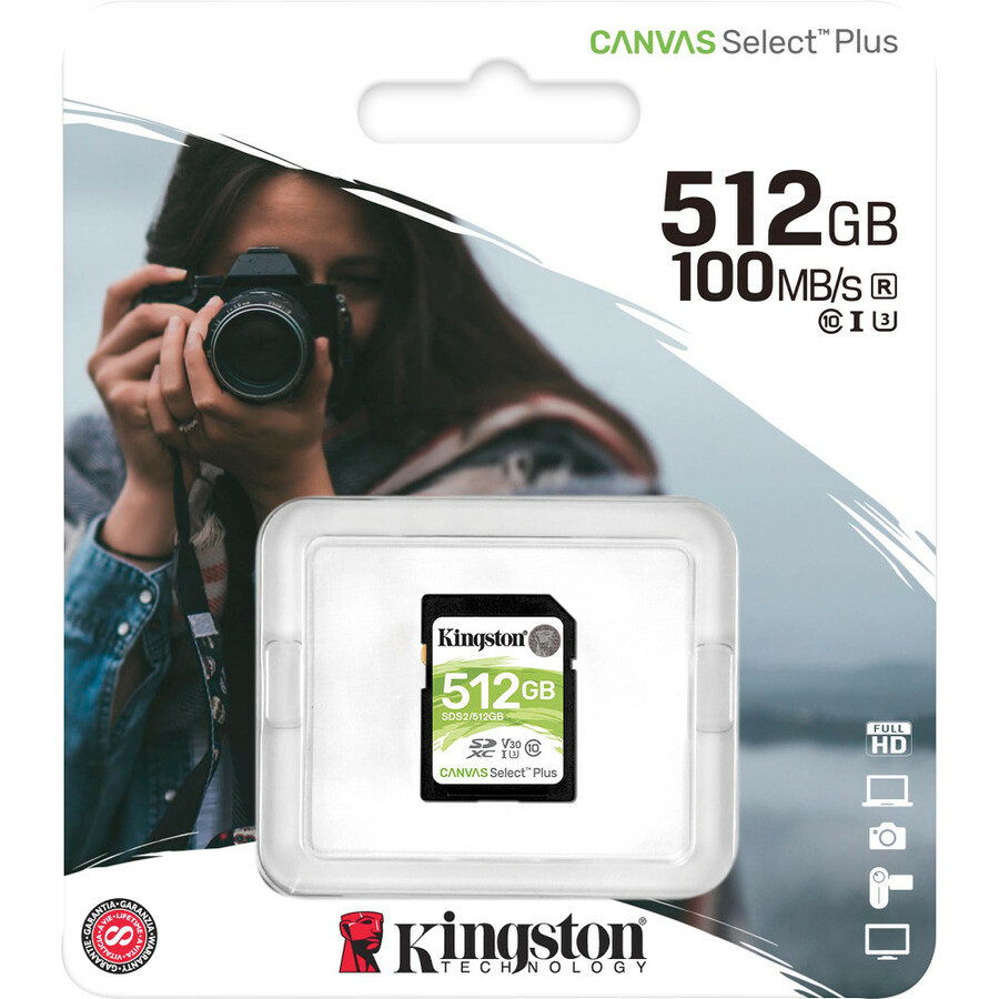 Kingston Canvas Select Plus SDS2 512 GB Class 10/UHS-I (U3) SDXC - 1 Pack